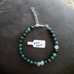 Green Moss Agate Beaded Bracelet